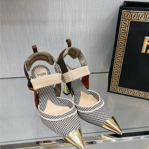 High Quality Luxury Fendi Classic Houndstooth Jacquard Pumps – Style 25907 product detail