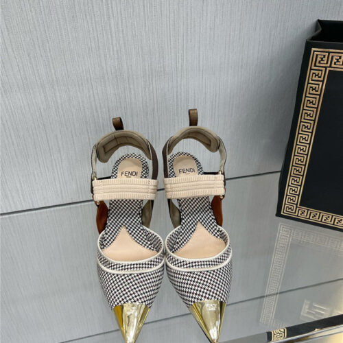 High Quality Luxury Fendi Classic Houndstooth Jacquard Pumps – Style 25907 product detail