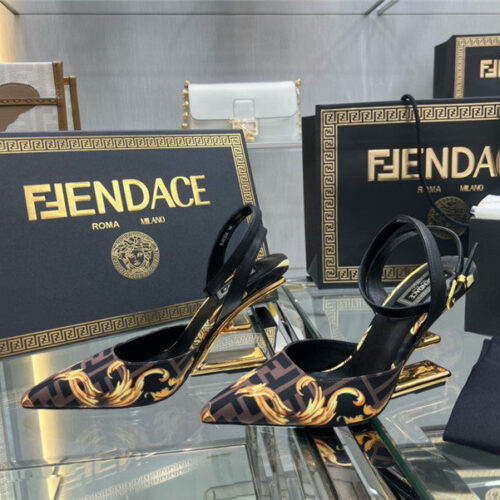 High Quality Luxury Fendi F-Shaped Three-Dimensional Heel Pumps – Style 64051