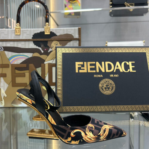 High Quality Luxury Fendi F-Shaped Three-Dimensional Heel Pumps – Style 64051 product detail