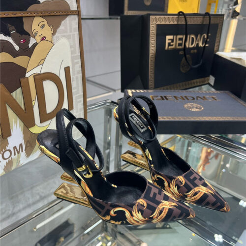 High Quality Luxury Fendi F-Shaped Three-Dimensional Heel Pumps – Style 64051 product detail