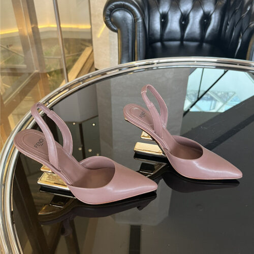 High Quality Luxury Fendi F-Shaped Three-Dimensional Heel Pumps – Style 47091