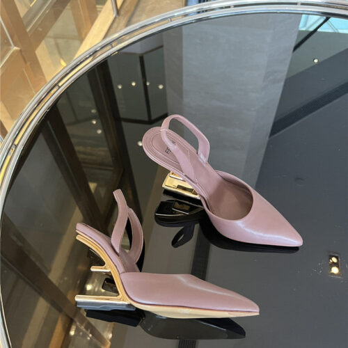 High Quality Luxury Fendi F-Shaped Three-Dimensional Heel Pumps – Style 47091 product detail