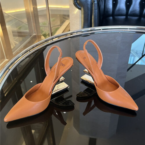 High Quality Luxury Fendi F-Shaped Three-Dimensional Heel Pumps – Style 26739 product detail