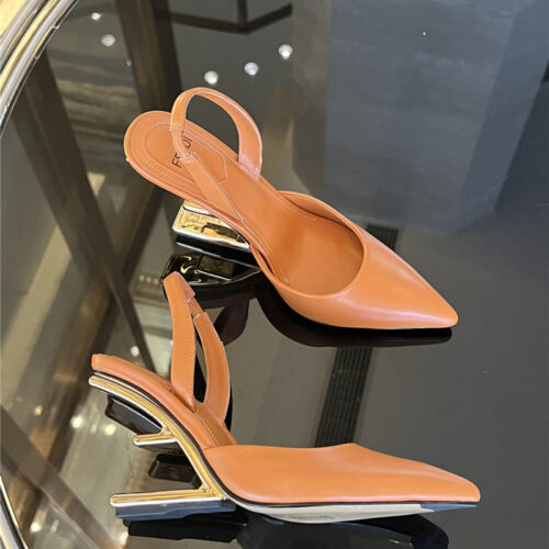 High Quality Luxury Fendi F-Shaped Three-Dimensional Heel Pumps – Style 26739 product detail