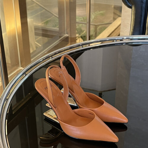 High Quality Luxury Fendi F-Shaped Three-Dimensional Heel Pumps – Style 26739