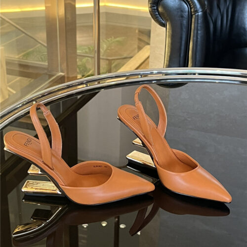 High Quality Luxury Fendi F-Shaped Three-Dimensional Heel Pumps – Style 26739 product detail