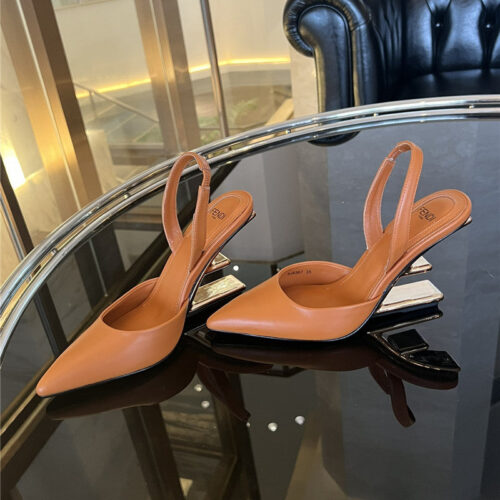 High Quality Luxury Fendi F-Shaped Three-Dimensional Heel Pumps – Style 26739 product detail