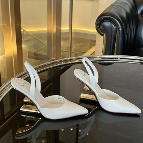 High Quality Luxury Fendi F-Shaped Three-Dimensional Heel Pumps – Style 49331