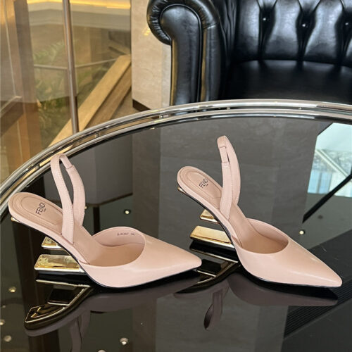 High Quality Luxury Fendi F-Shaped Three-Dimensional Heel Pumps – Style 40851