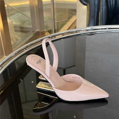 High Quality Luxury Fendi F-Shaped Three-Dimensional Heel Pumps – Style 40851 product detail