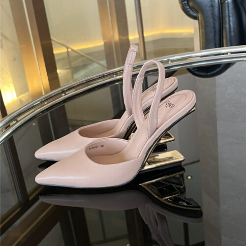 High Quality Luxury Fendi F-Shaped Three-Dimensional Heel Pumps – Style 40851 product detail