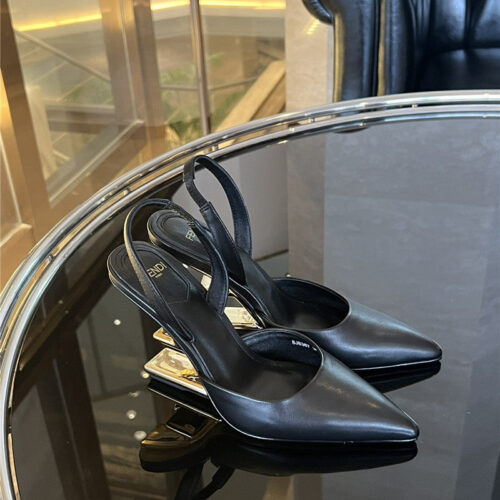 High Quality Luxury Fendi F-Shaped Three-Dimensional Heel Pumps – Style 96211