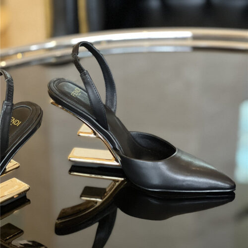 High Quality Luxury Fendi F-Shaped Three-Dimensional Heel Pumps – Style 96211 product detail