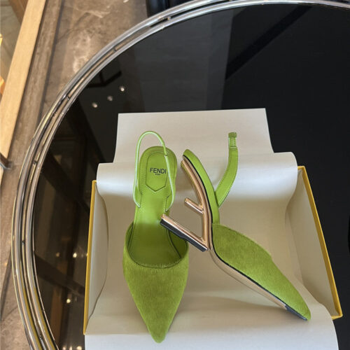 High Quality Luxury Fendi Horsehair Slingback High Heels product detail