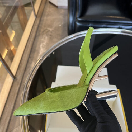 High Quality Luxury Fendi Horsehair Slingback High Heels product detail