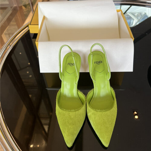 High Quality Luxury Fendi Horsehair Slingback High Heels