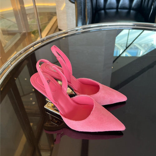High Quality Luxury Fendi Horsehair Slingback High Heels – Style 57235