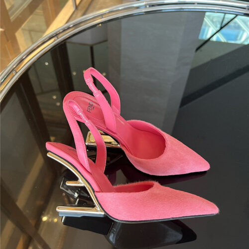 High Quality Luxury Fendi Horsehair Slingback High Heels – Style 57235 alternate view
