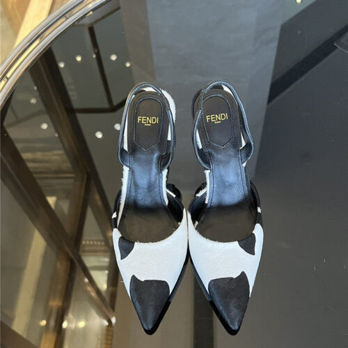 High Quality Luxury Fendi Polka Dot Horsehair Slingback Pumps product detail