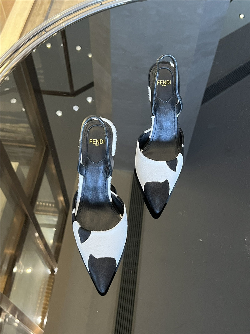 High Quality Luxury Fendi Polka Dot Horsehair Slingback Pumps product detail