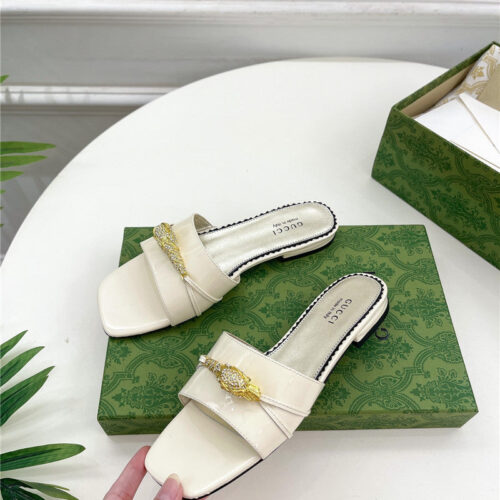 High Quality Luxury Gucci New Metal Snake Head Slippers product detail