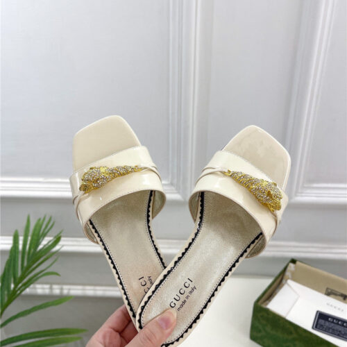 High Quality Luxury Gucci New Metal Snake Head Slippers alternate view