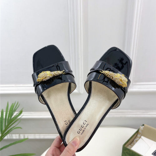 High Quality Luxury Gucci New Metal Snake Head Slippers – Style 59411 product detail