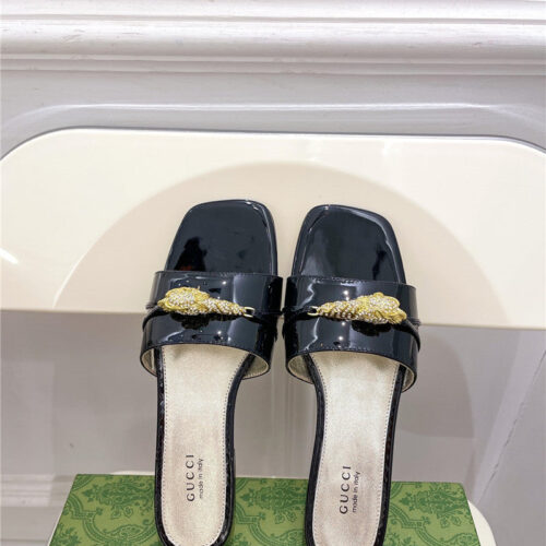 High Quality Luxury Gucci New Metal Snake Head Slippers – Style 59411 product detail