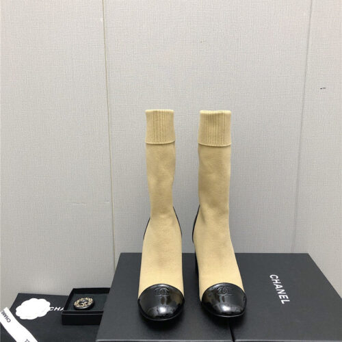 High Quality Luxury Chanel Autumn Winter Small Fragrance Chunky Heel Socks Boots product detail