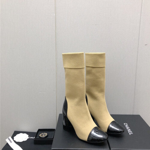High Quality Luxury Chanel Autumn Winter Small Fragrance Chunky Heel Socks Boots alternate view
