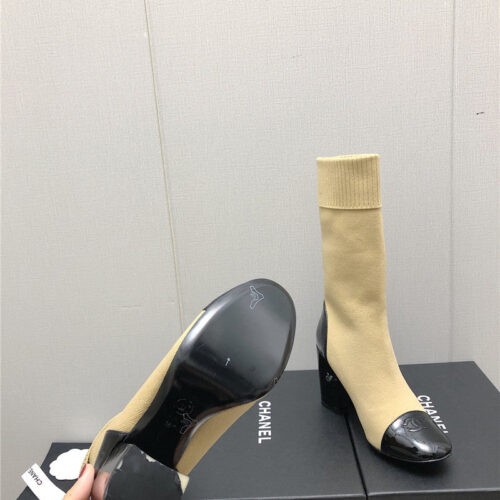 High Quality Luxury Chanel Autumn Winter Small Fragrance Chunky Heel Socks Boots product detail