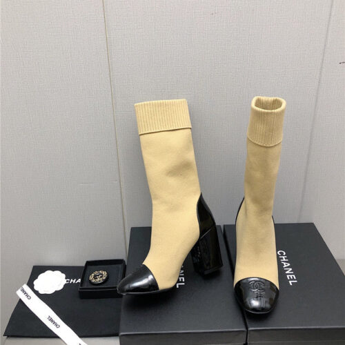 High Quality Luxury Chanel Autumn Winter Small Fragrance Chunky Heel Socks Boots product detail