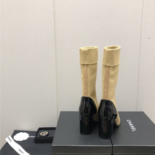 High Quality Luxury Chanel Autumn Winter Small Fragrance Chunky Heel Socks Boots product detail