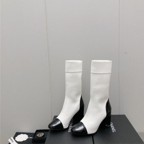 High Quality Luxury Chanel Autumn Winter Small Fragrance Chunky Heel Socks Boots – Style 55142