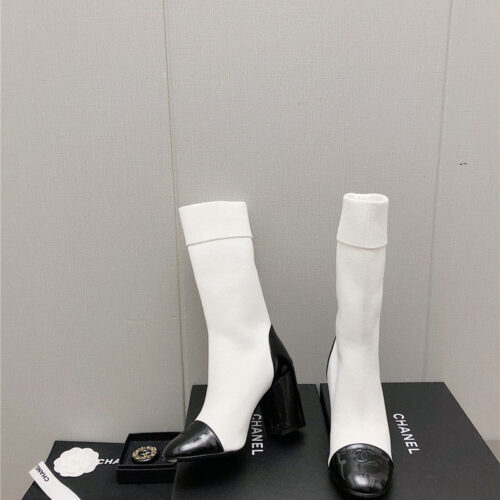 High Quality Luxury Chanel Autumn Winter Small Fragrance Chunky Heel Socks Boots – Style 55142 product detail