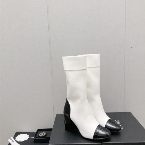 High Quality Luxury Chanel Autumn Winter Small Fragrance Chunky Heel Socks Boots – Style 55142 product detail