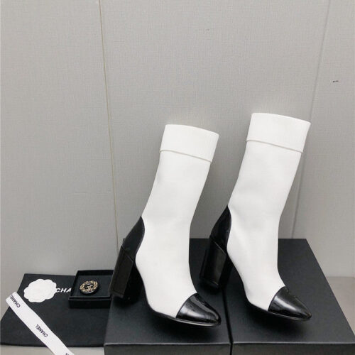 High Quality Luxury Chanel Autumn Winter Small Fragrance Chunky Heel Socks Boots – Style 55142 product detail