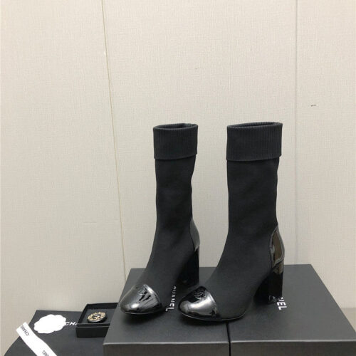 High Quality Luxury Chanel Autumn Winter Small Fragrance Chunky Heel Socks Boots – Style 86214