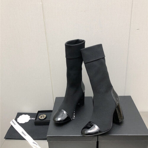 High Quality Luxury Chanel Autumn Winter Small Fragrance Chunky Heel Socks Boots – Style 86214 product detail