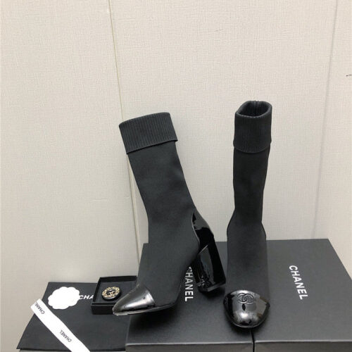 High Quality Luxury Chanel Autumn Winter Small Fragrance Chunky Heel Socks Boots – Style 86214 product detail
