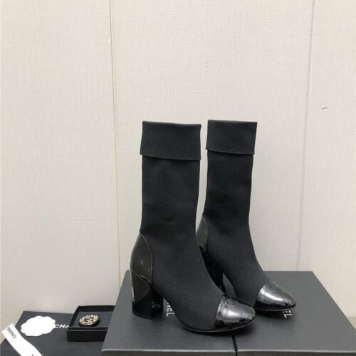 High Quality Luxury Chanel Autumn Winter Small Fragrance Chunky Heel Socks Boots – Style 86214 alternate view