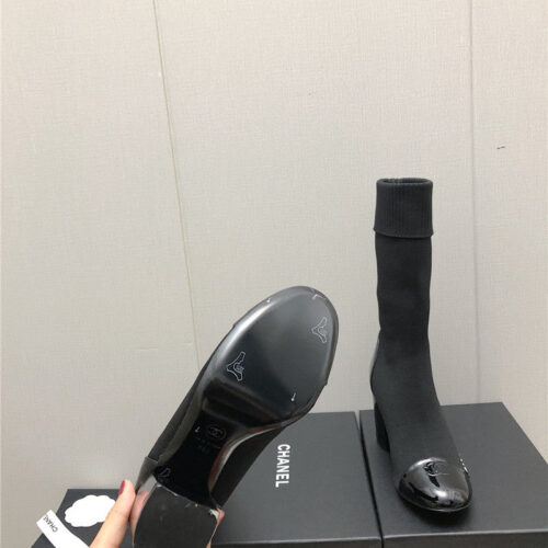 High Quality Luxury Chanel Autumn Winter Small Fragrance Chunky Heel Socks Boots – Style 86214 product detail