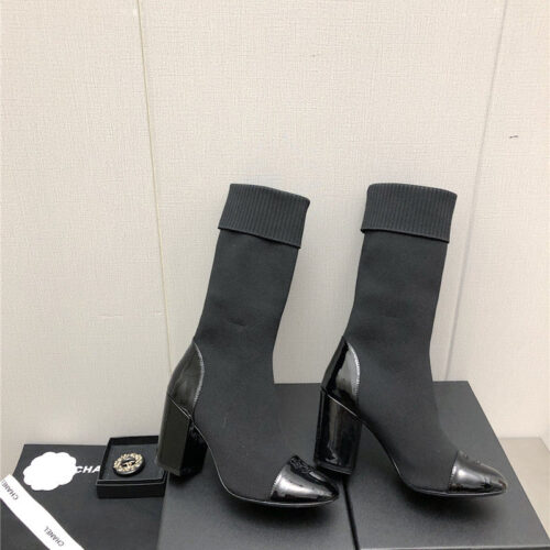 High Quality Luxury Chanel Autumn Winter Small Fragrance Chunky Heel Socks Boots – Style 86214 product detail