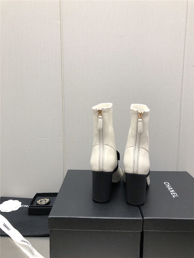 High Quality Luxury Chanel Explosion Bow Snow White Short Boots product detail