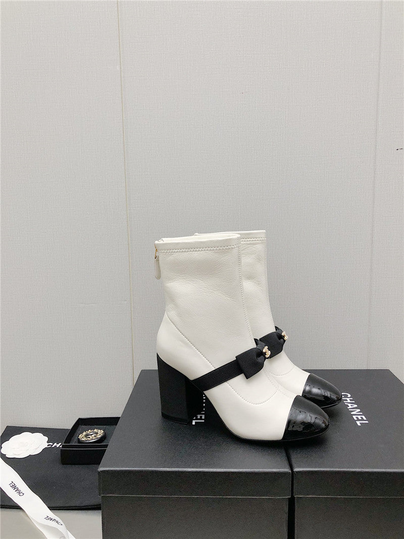 High Quality Luxury Chanel Explosion Bow Snow White Short Boots product detail