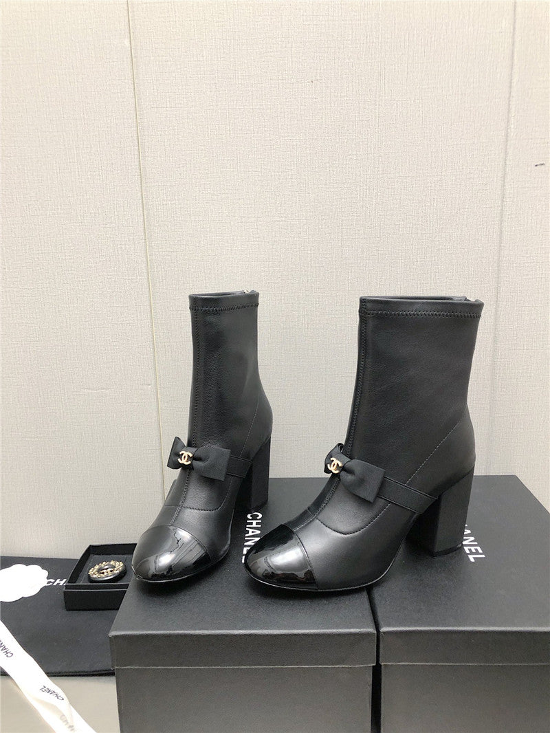 High Quality Luxury Chanel Explosion Bow Snow White Short Boots – Style 28134