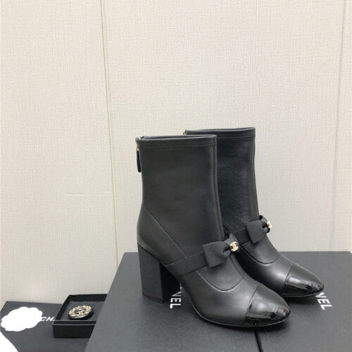 High Quality Luxury Chanel Explosion Bow Snow White Short Boots – Style 28134 alternate view