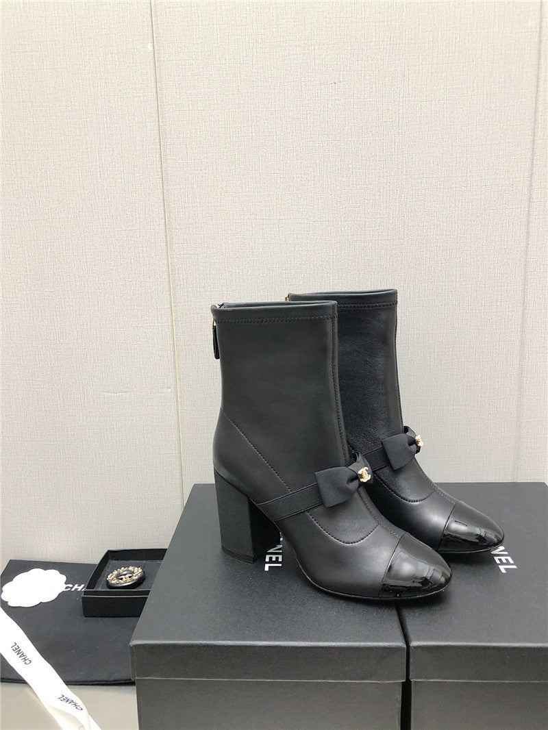 High Quality Luxury Chanel Explosion Bow Snow White Short Boots – Style 28134 product detail