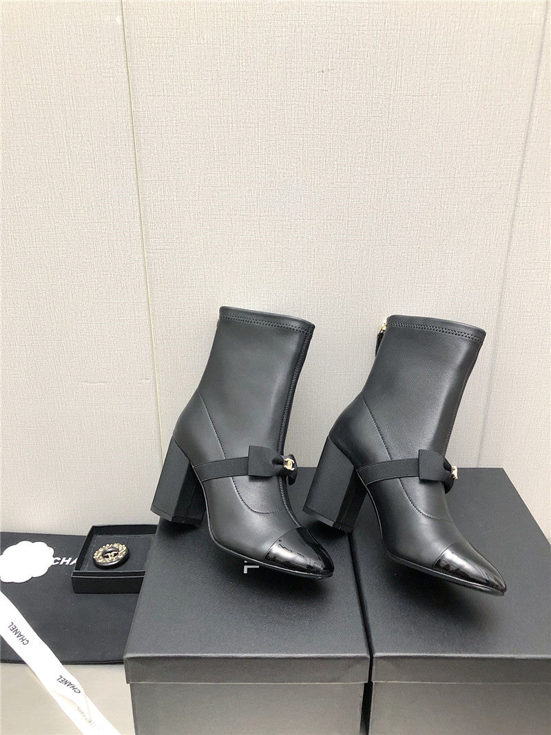 High Quality Luxury Chanel Explosion Bow Snow White Short Boots – Style 28134 product detail